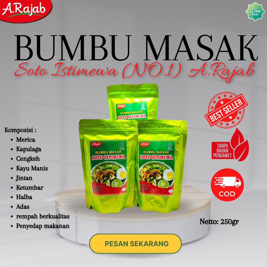 

BUMBU MASAK SOTO ISTIMEWA ( NO.1 ) A.RAJAB 250gr