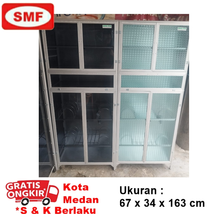 LEMARI SAYUR 2P RATA - RAK PIRING KACA POLOS PUTIH / RYBEN