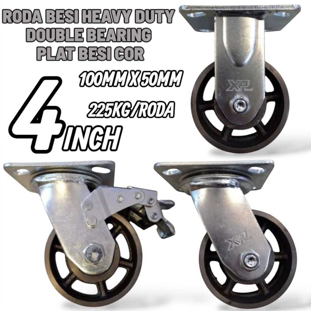RODA TROLI/TROLLEY - RODA BESI HEAVY DUTY 4INCH