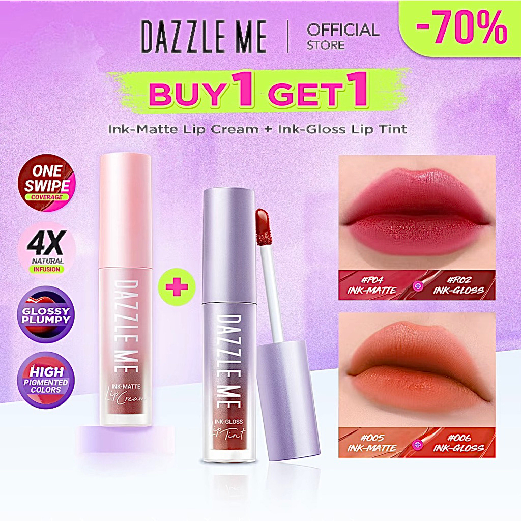[BUY 1 GET 11 DAZZLE ME Ink-Matte Ink-Gloss Lip Cream Ombre Collection Lip Cream Lip Tint Pigmented 