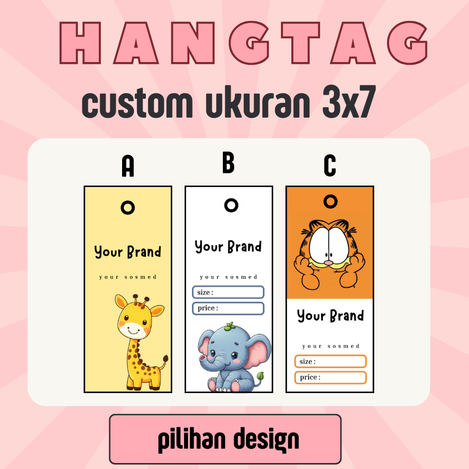

Label baju Hangtag custom ukuran 3x7 isi 100 pcs