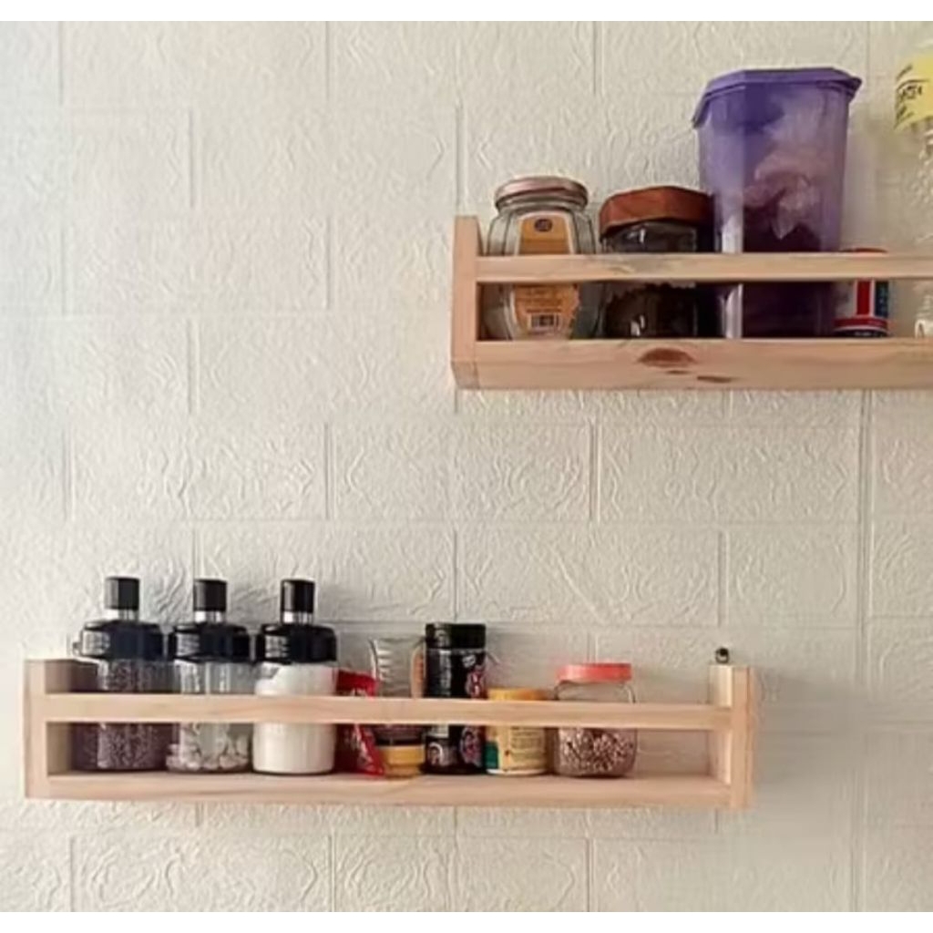 Rak kayu bumbu gantung serbaguna/rak dinding minimalis/rak gantung multifungsi