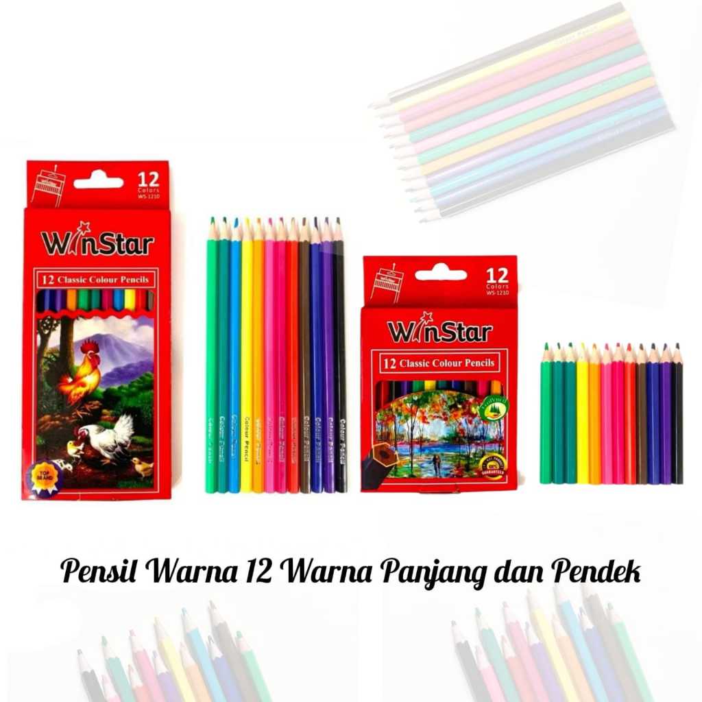 

Pensil Warna Pendek Panjang 12 Warna WINSTAR