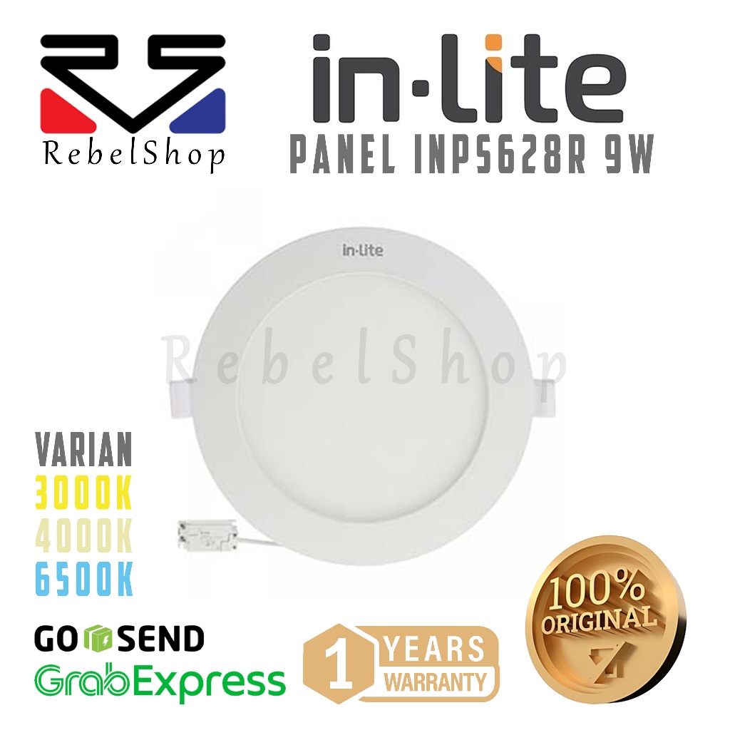 Inlite INPS628R LED Lampu Slim Downlight Panel Inbow Bulat 9W Putih / Kuning - In-Lite 9 W 9Watt 9 W