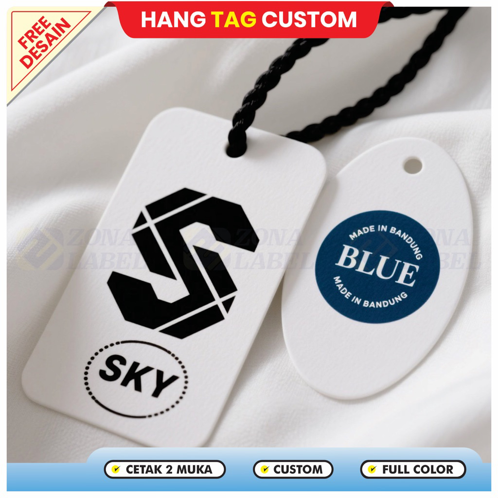 

( FREE DESAIN )Hang Tag Baju / Label Harga hijab / Hang Tag Tebal / Hangtag Baju Kaos Distro