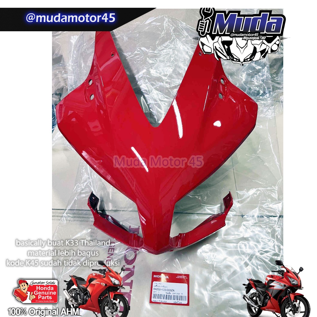 FAIRING DEPAN CBR250R K33 CBR300R PNP CBR150R K45A 2014 2015 2016 64250-K33-D00ZA-K45-N00FMB-N00WRD-