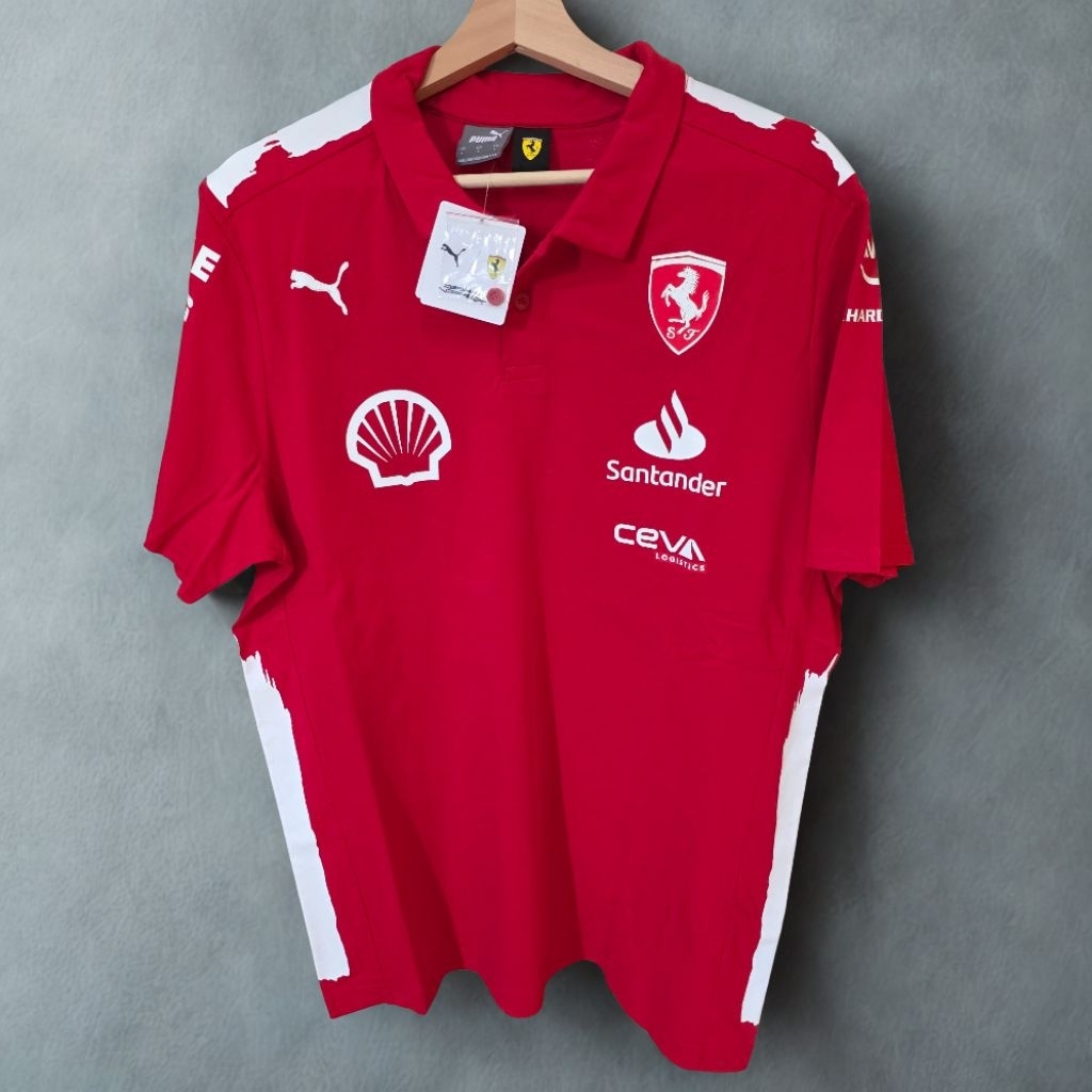 Baju polo shirt puma ferrari f1 team leclerc sainz x joshua vides vibes red original