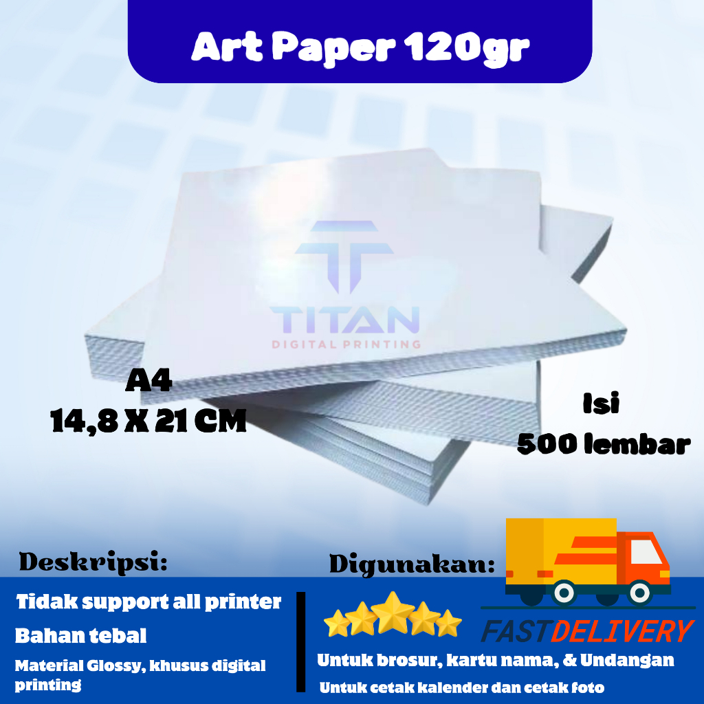 

Art Paper A4 120 gsm isi 500 lembar / Kertas Art Paper A4 / Kerta Flyer A4