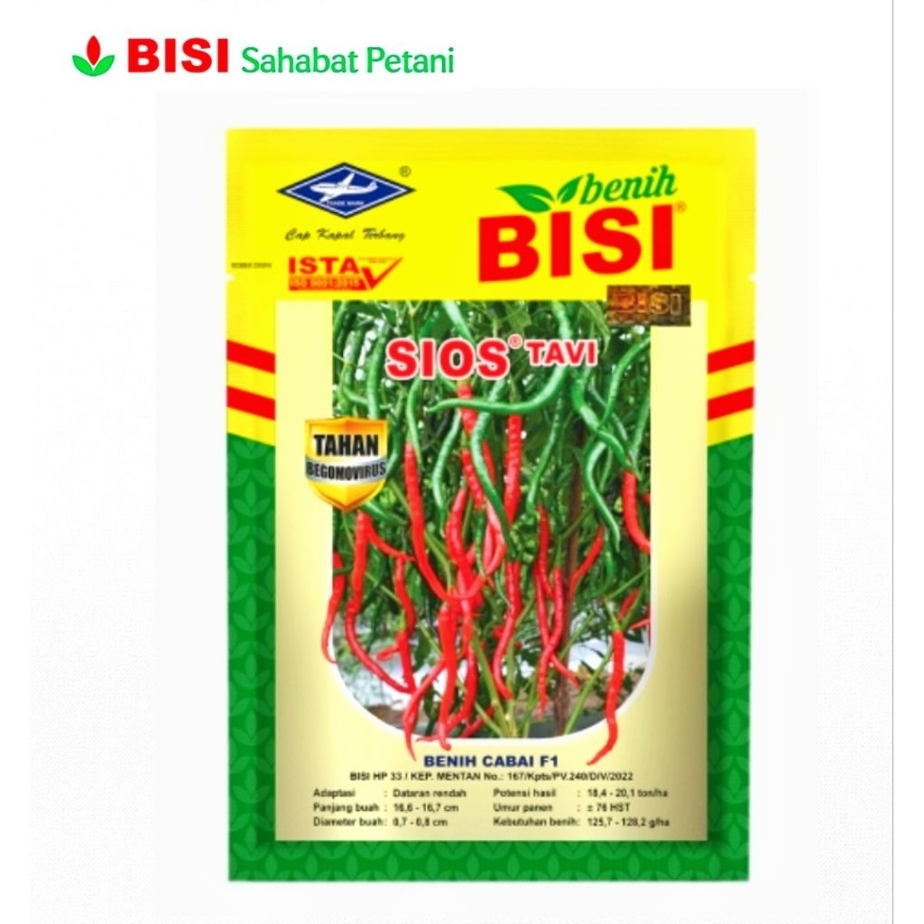 SIOS TAVI 10 gram Benih Cabai Tahan Virus - Bibit Cabe Merah Keriting Tahan Gemini Virus BENIH BISI