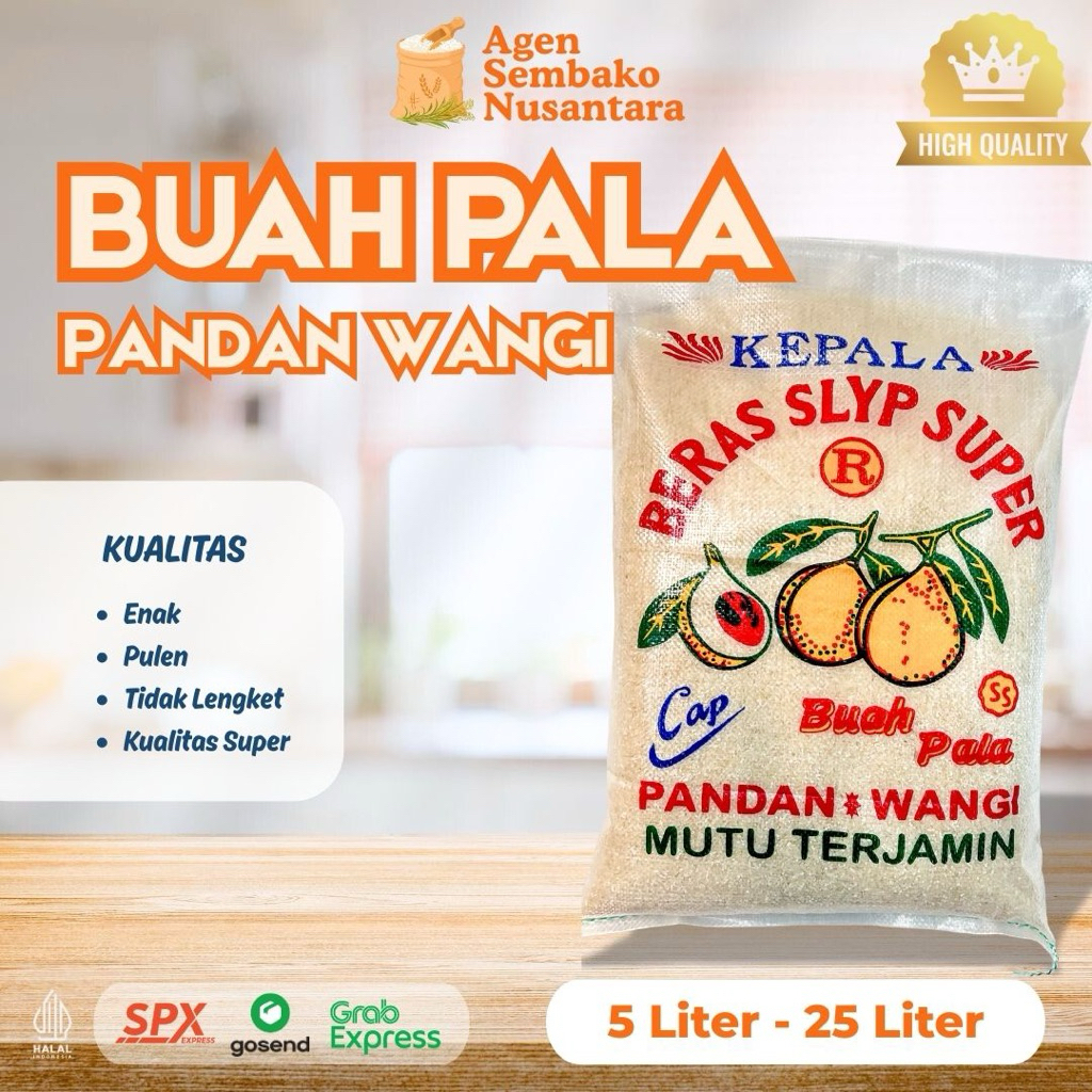 

BERAS SLYP SUPER CAP BUAH PALA NASI AROMATIK PULEN DAN ENAK-berat 10kg-20kg