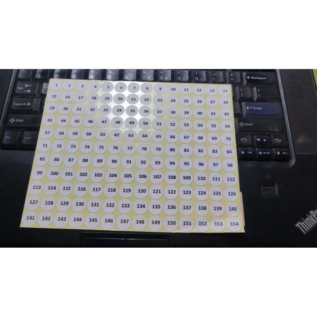 stiker bulat untuk angka, size/ukuran baju, dll