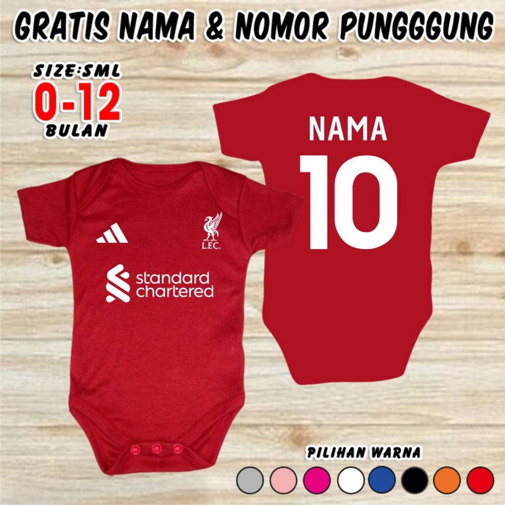 Baju Bola Bayi Klub L-F-C L1VERP00L CUSTOM NAMA NOPUNG Jumper Baby Set Pakaian Anak Romper Newborn K