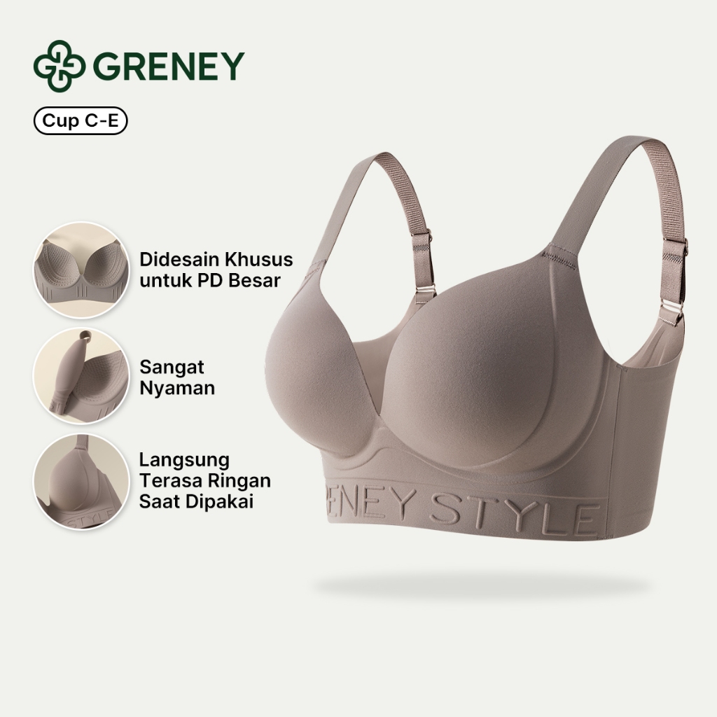 Greney-Bra Desain Huruf Di Bagian Bawah Mengumpulkan PD besar Mendukung stabil Mengangkat dan memben