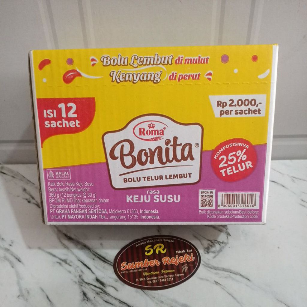 

ROMA BONITA BOLU RASA KEJU SUSU ISI 12 BUNGKUS