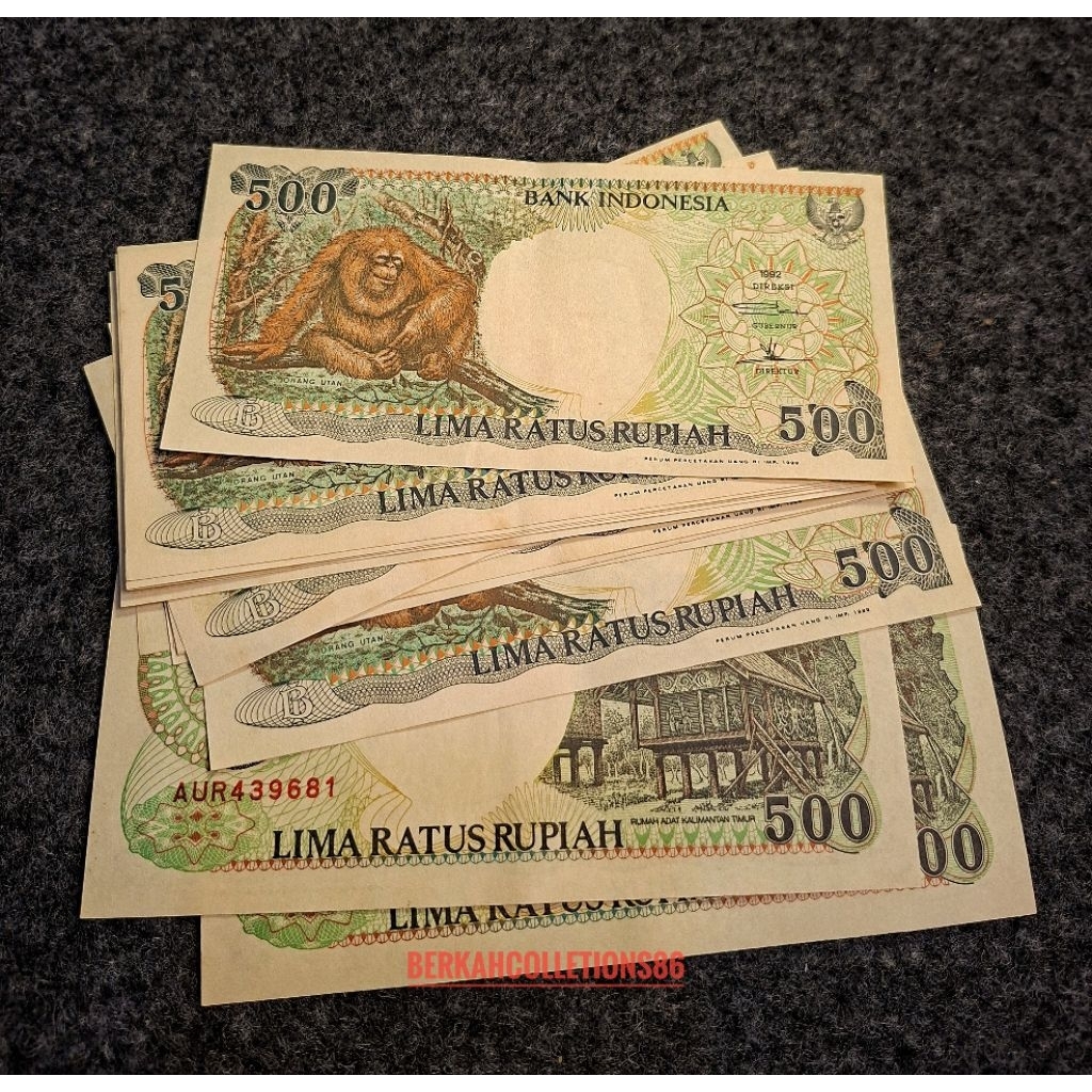 uang kuno 500 orang utan 1992