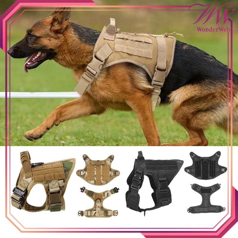 Rompi Anjing Polisi Tactical Dog Vest Harness dengan Tali Tuntun Leash Training Pet Harness Untuk Pe