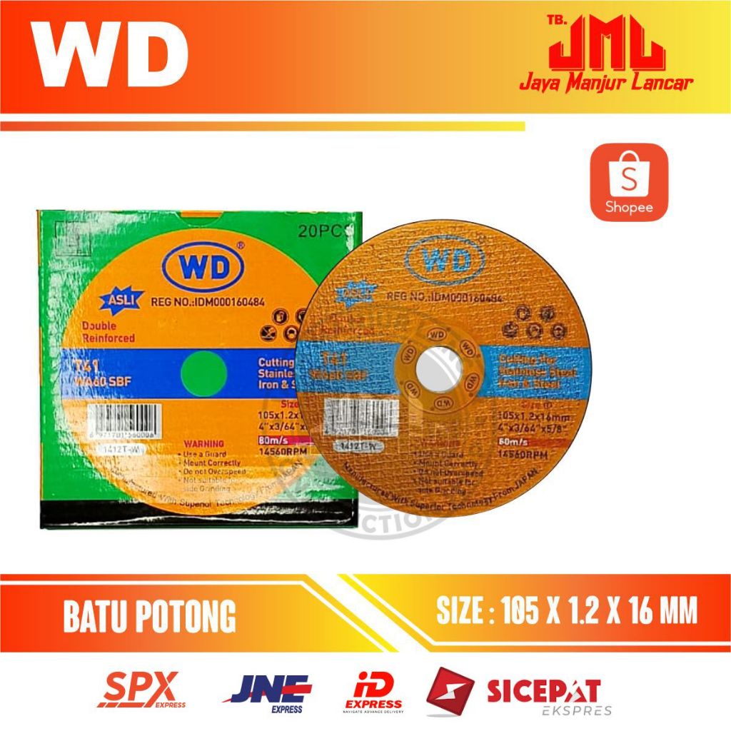 Ecer mata gerinda pemotong besi 4" WD / Ecer Batu gerinda pemotong besi 4" WD