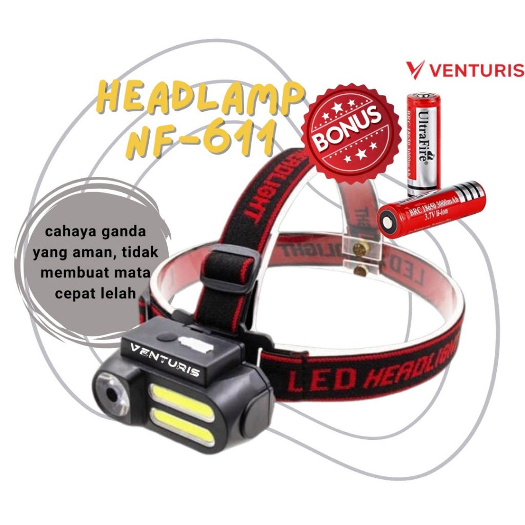 Headlamp Flashlight Rechargeable KX 1804 Headlamp Senter Kepala KX 1804 Tanpa Baterai