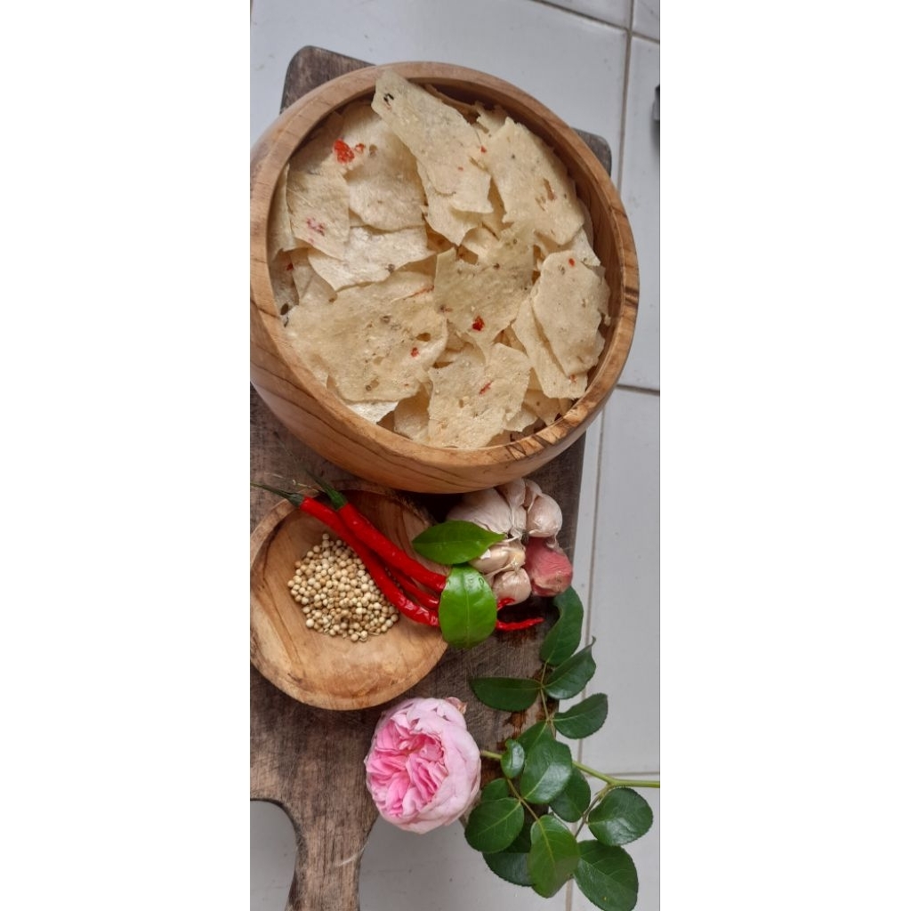 Kerupuk Keripik Mentah Opak jadul Medan Bumbu Pedas  manis  Ketumbar / Kerupuk Rengginang ubi kunyit