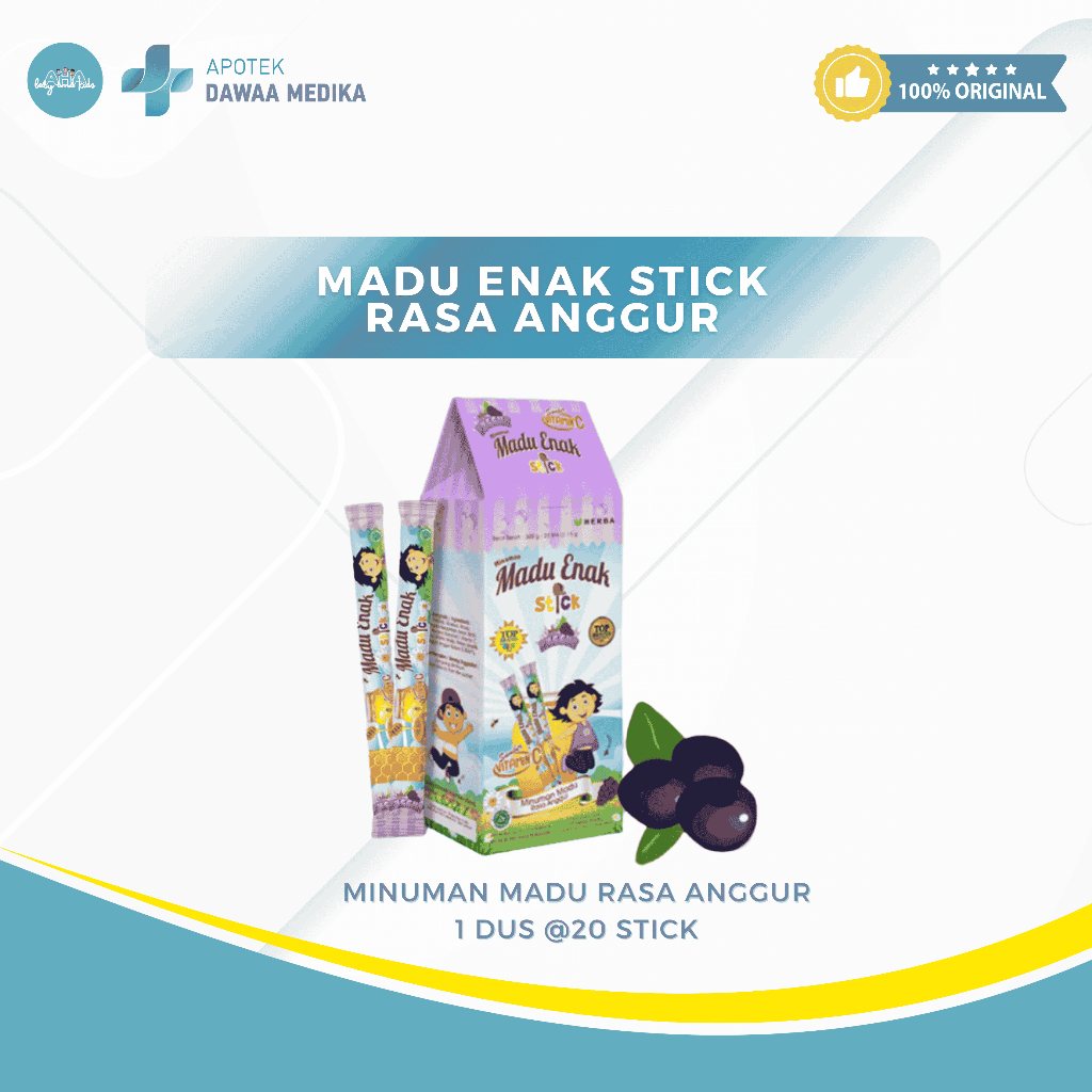 

MINUMAN MADU ENAK STICK RASA ANGGUR DAN LECI DUS ISI 20 STICK