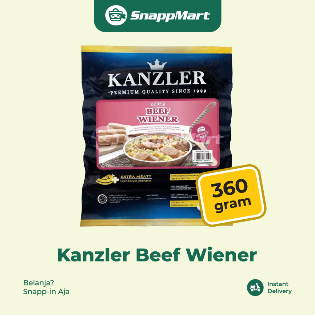 

Kanzler Sosis Beef Wiener (360 gram) - INSTANT / SAMEDAY - Frozen Food