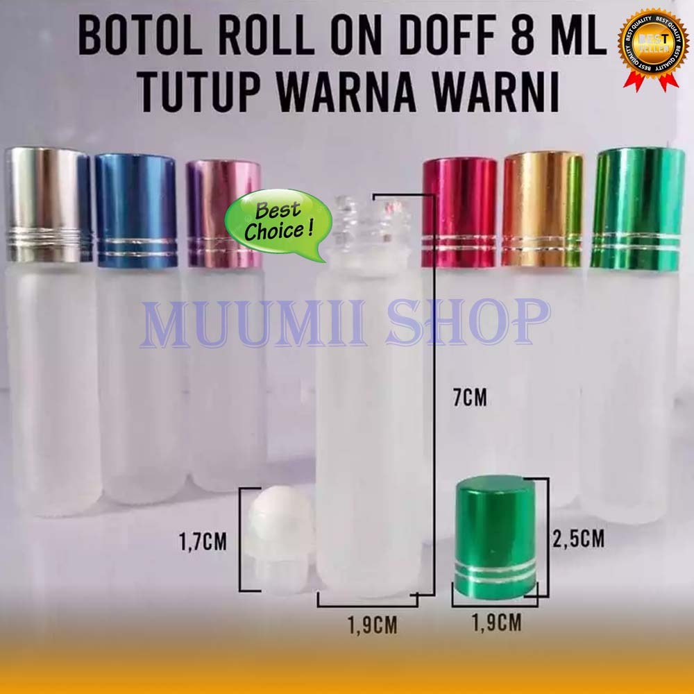 Botol Kosong Roll On Doff Warna 8ml / Botol Roll On Sovenir Doff Warna 8ml