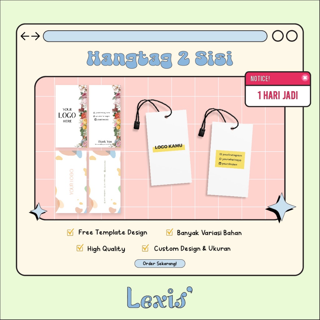 

Hang Tag Baju 2 Sisi (FREE DESIGN) - Label Baju - Cetak Hang tag Baju Lebaran - Label Merek - Merek Baju