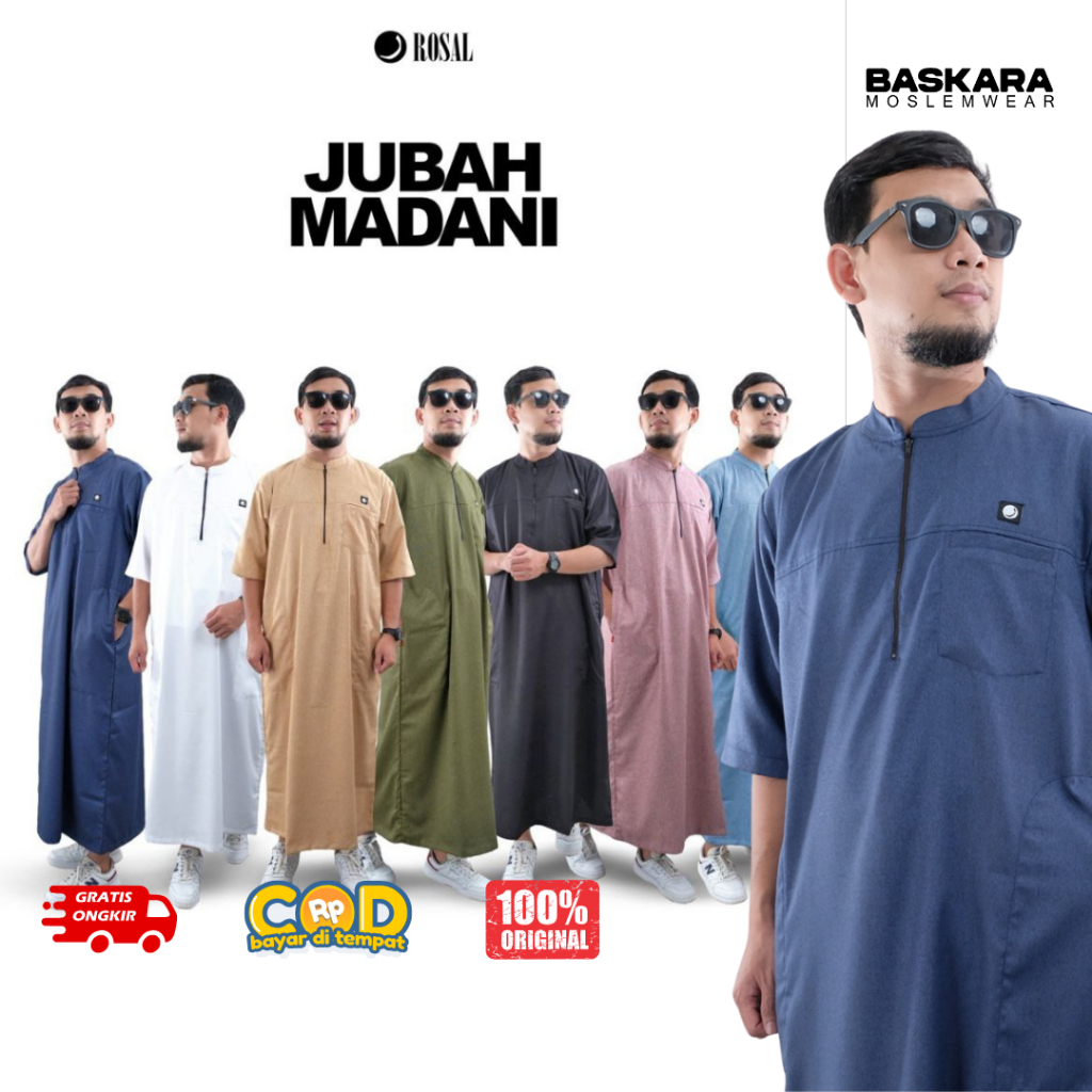 Jubah Madani Rosal Gamis Katun Madinah Pria Dewasa Muslim