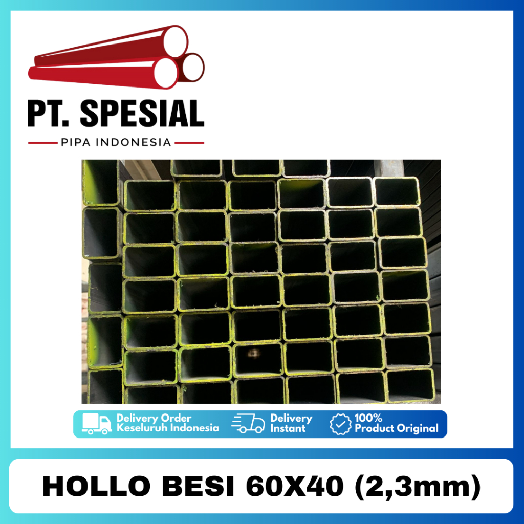 Besi Hollo 6x4 / Hollow Hitam / Hollo Besi 60x40 Tebal 2.3mm 100 Btg - 05