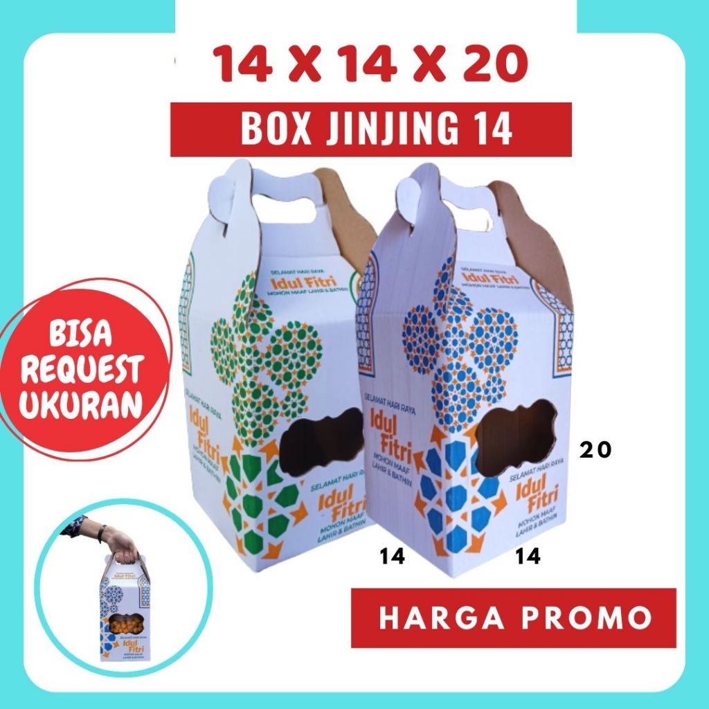 

Box Jinjing Kuker 14x14x20 Jinjing (KUKER TOPLES 500gr Isi 3) Box Jinjing Kardus Lebaran Idul Fitri Hampers Polos/Motif