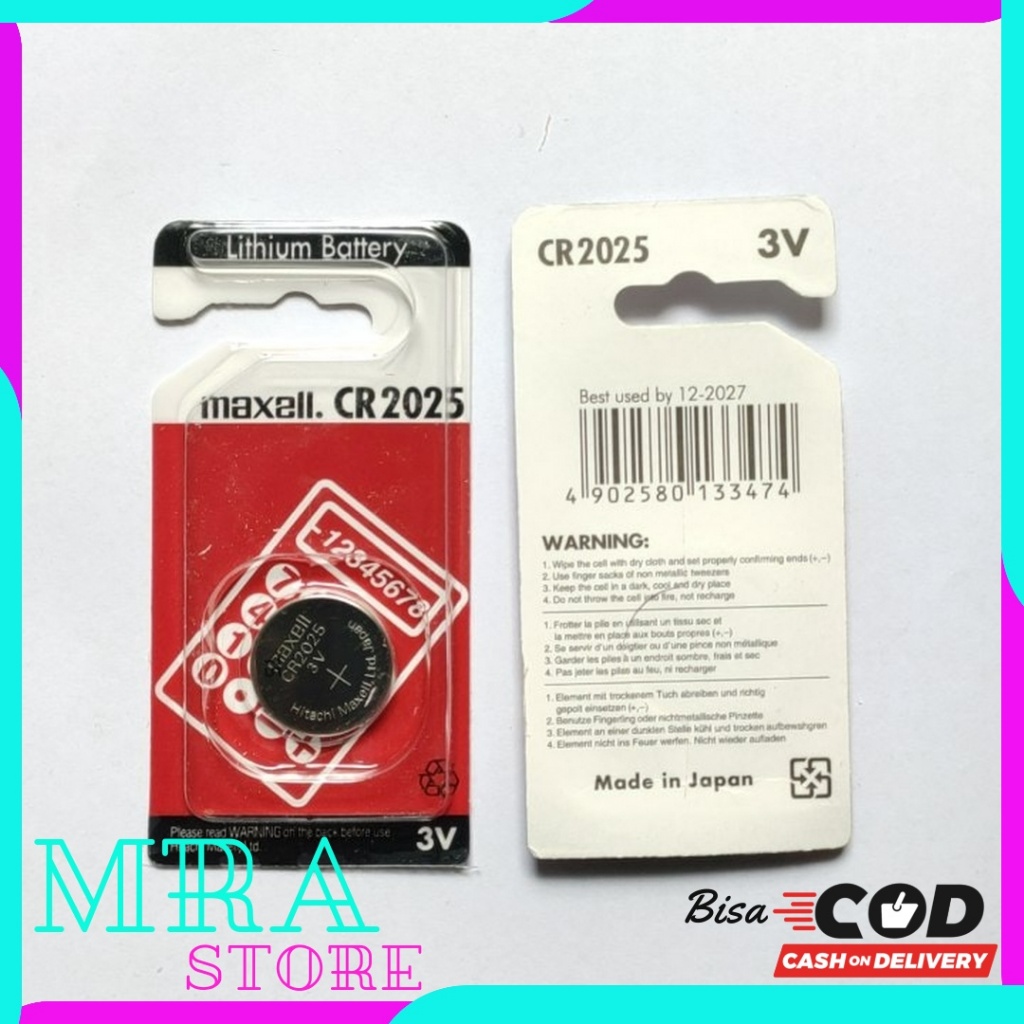 MAXELL CR2025 ORIGINAL BATTERY BATREI MAXEL CR 2025 MAXELL CR2025 LITHIUM 3V.