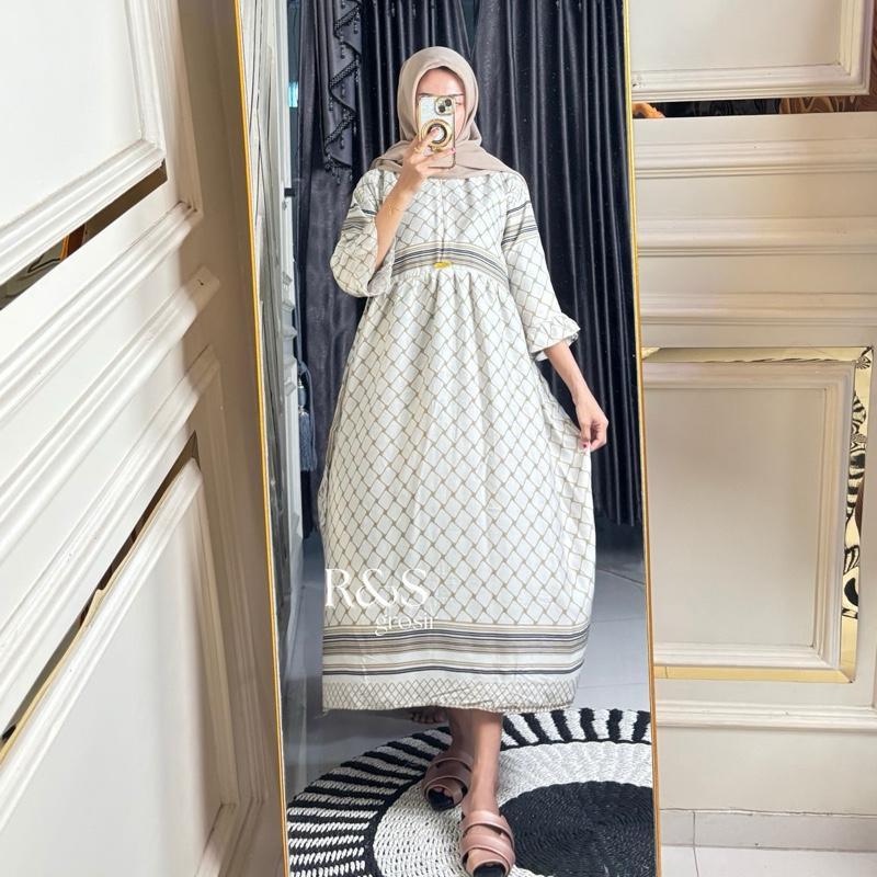GINA DRESS RAYON Premium dengan lengan balon & lurus