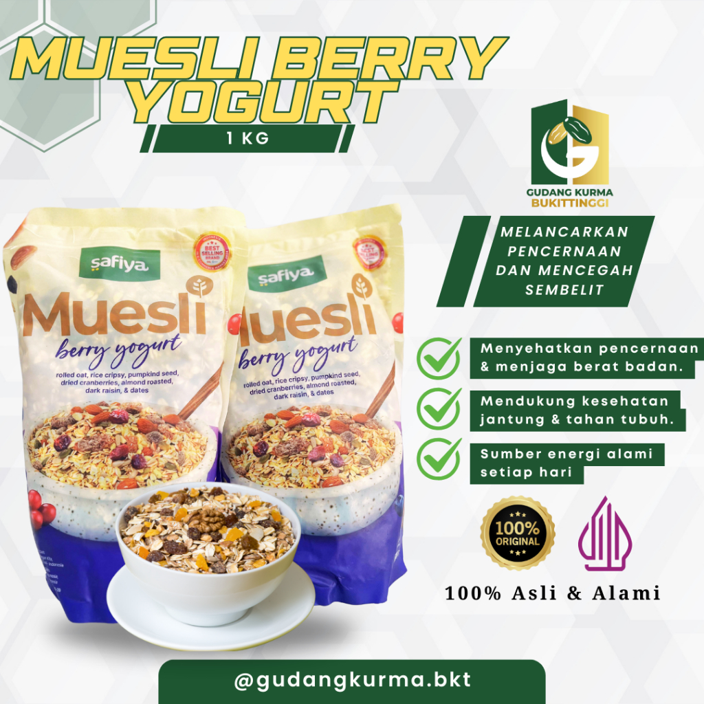 

Muesli Berry Yogurt & Original Safiya 1 Kg Oatmeal Instan Diet Fruity Taste Sereal Sehat