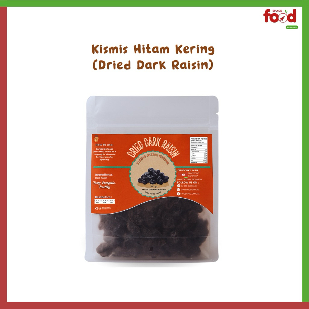 

Dried Dark Raisin/Kismis Hitam Kering/Kismis Astrofruit 100 g - Spacefood