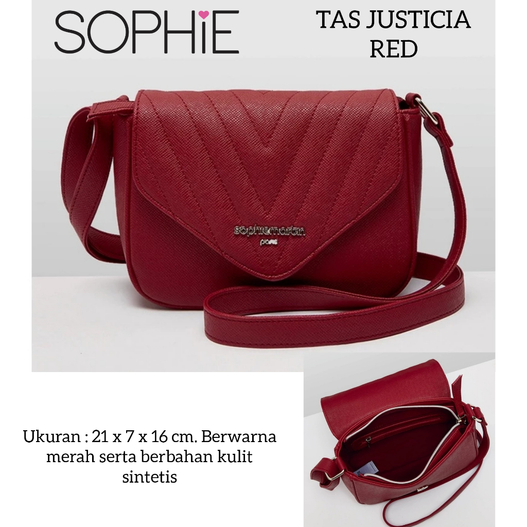 TAS JUSTICIA RED SOPHIE MARTIN PARIS PROMO TAS SELEMPANG MERAH WANITA BAG