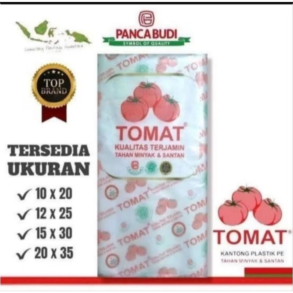 Plastik PE Merk TOMAT UKURAN 15 X 35 CM. Dijamin Produk Original merk TOMAT,harga grosir berat 1kg