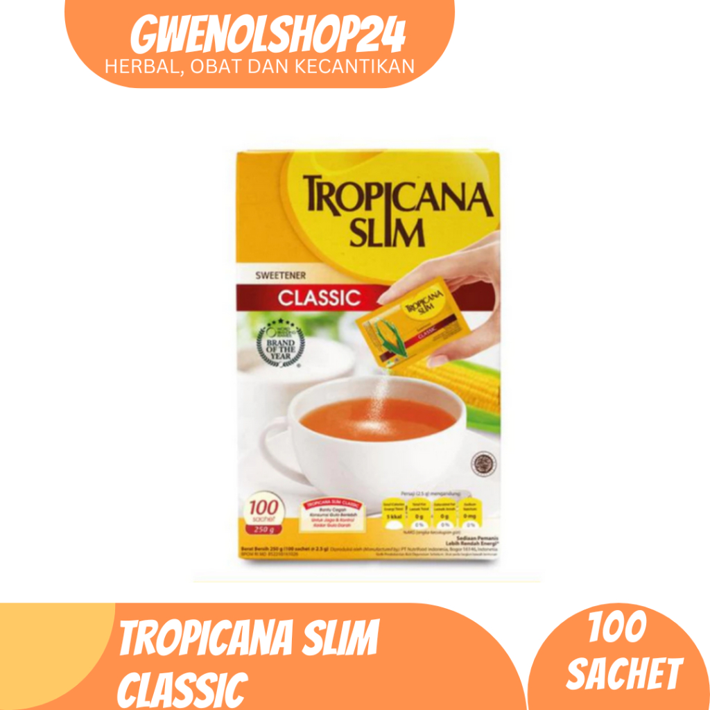 

Tropicana Slim Classic 250g 100's Sachet | Gula Kesehatan Rendah Kalori Cocok Dikonsumsi Penderita Diabetes