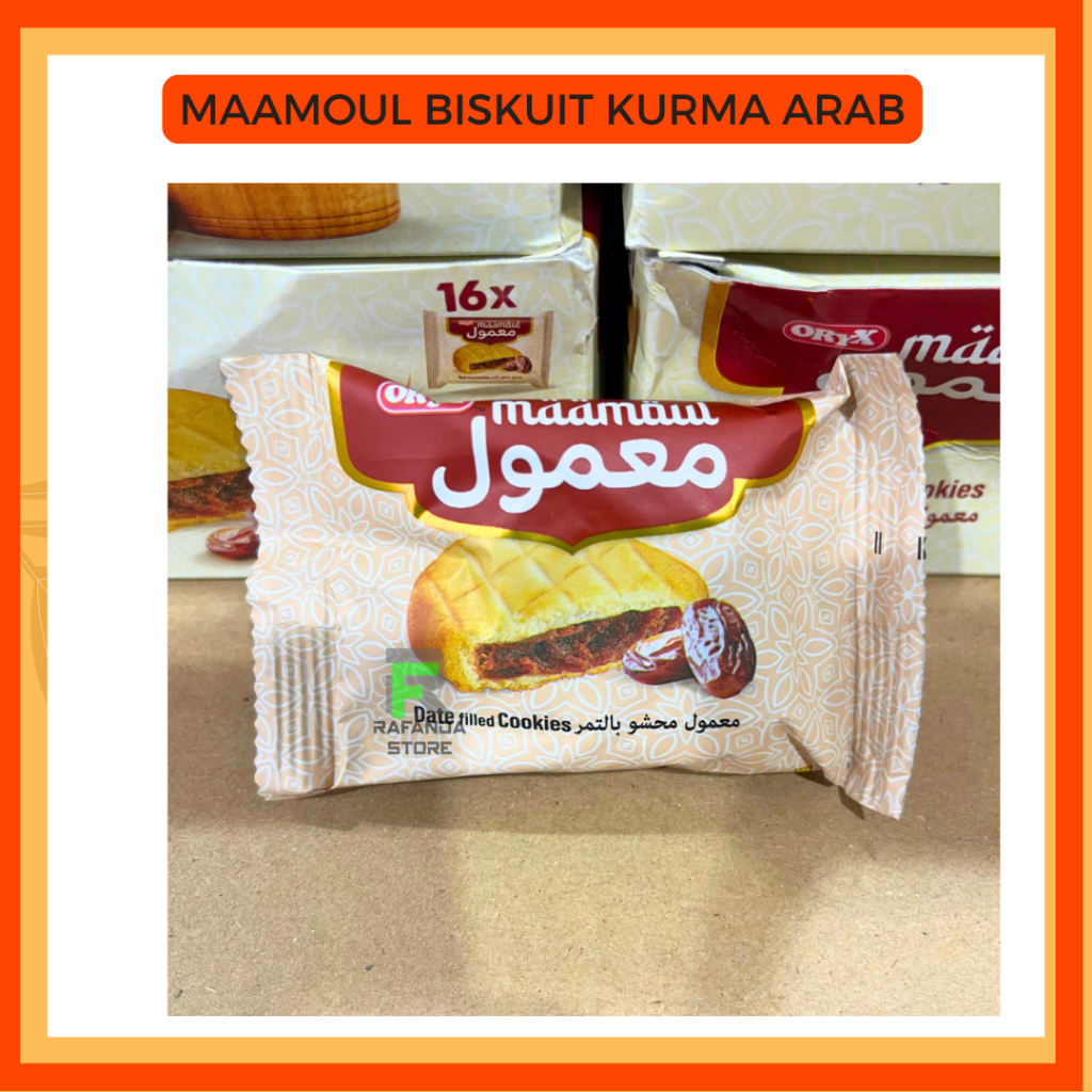 

( 1pc) Biskuit Kurma Khas Arab Maamoul Oryx (IMPORT) ISI 16 Biskuit Kurma Arab Oleh Oleh Haji