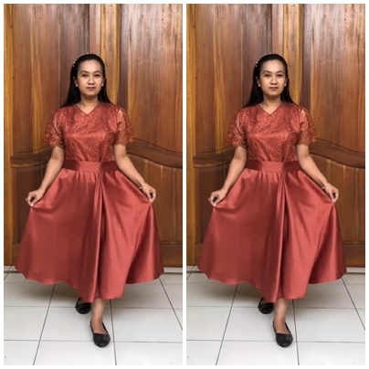 Dress/Kombinasi/Satin/Brokat tile/Kondangan/Jumbo