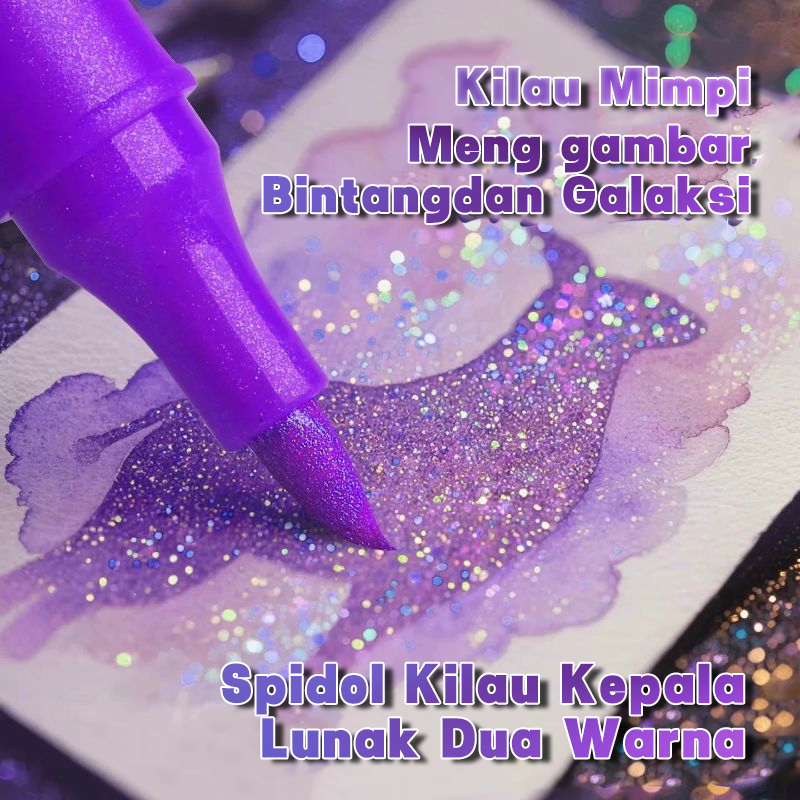 

Set Pena Glitter Dual-tip 24/48/72/96 Warna dengan Kepala Ganda - Penanda Teks Berwarna