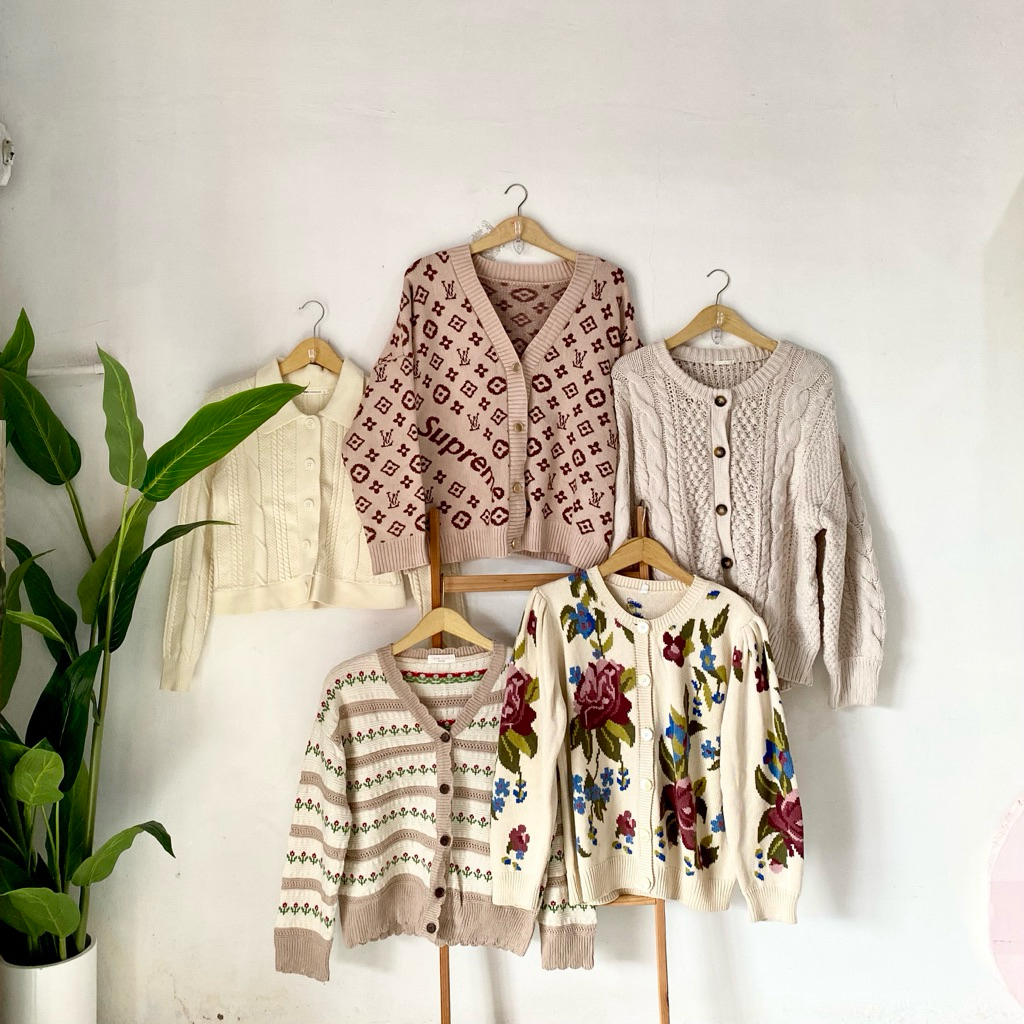 Cardigan Premium Wanita | Rajut Tebal Oversize Kepang | Soft Pastel | Weekdays Outfits
