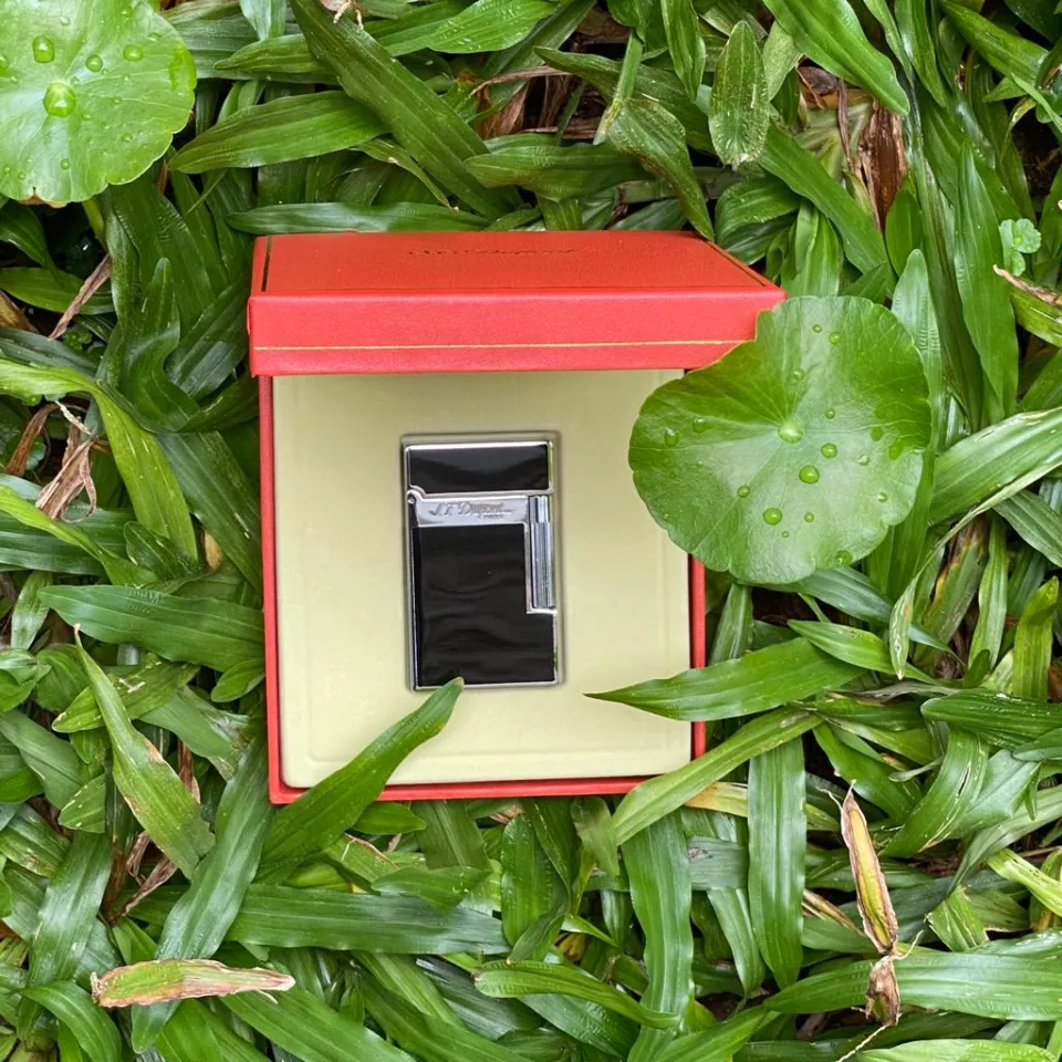 Korek Api Gas Dupont Paris Silver Black Premium Desain Mewah Free Batu