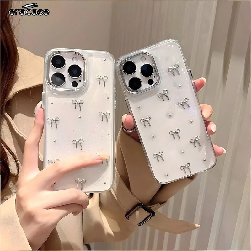 ES514 Case Iphone Coquette Ribbon Clear Glitter - Hardcase/Case Hp Compatible For IPhone X/XS Xr X 7