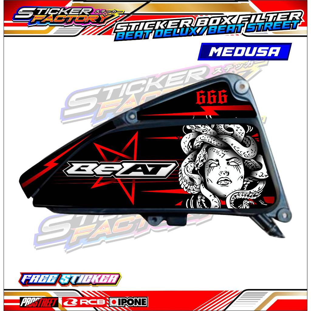 STICKER BOX FILTER BEAT DELUXE - STREET MEDUSA STYLE / STRIPING PELINDUNG BOX FILTER BEAT DELUXE - S