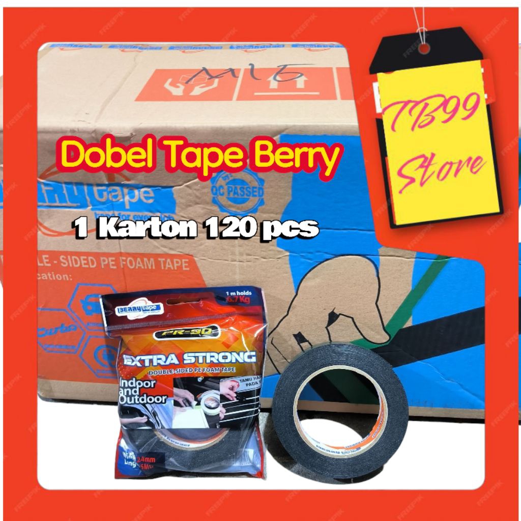

Harga Per Karton Isi 120 pcs Isolasi Foam Berry 24mm, Double Tape Foam Berry Tape