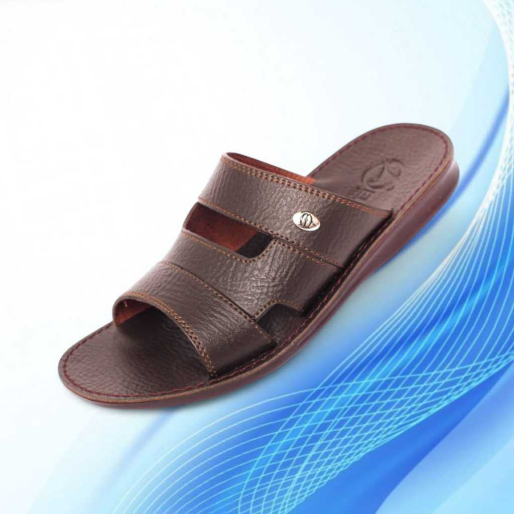 Sandal Slop Pria Kulit Original Terbaru - Sandal Casual Pria - Sandal Bapak-Bapak - Sandal Pria
