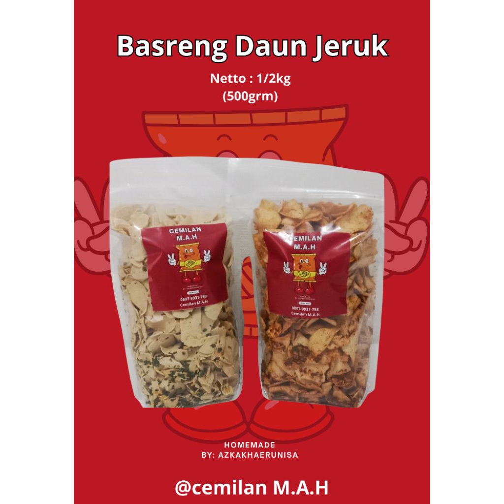 Basreng Daun Jeruk 1/2 kg (500gram) , Basreng pedas daun jeruk, Basreng original daun jeruk