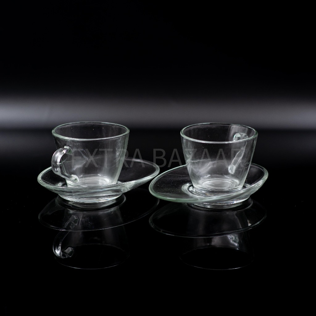 Cup & Saucer Kaca (isi 2 set)
