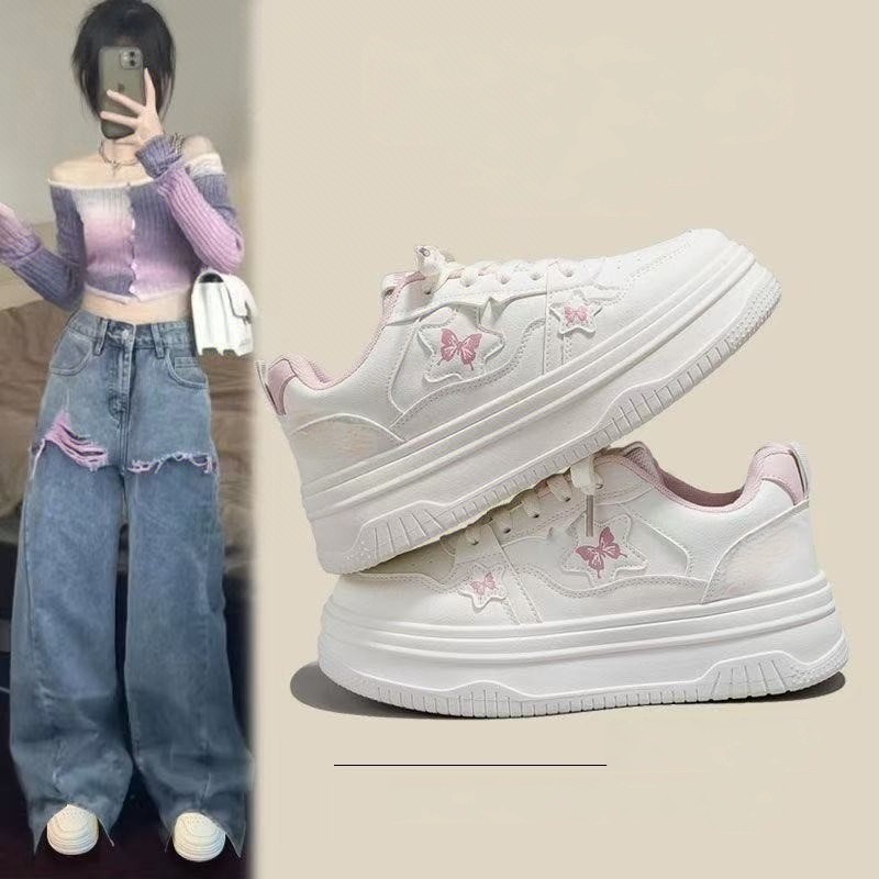 9090 Sepatu kets wanita Sepatu kets wanita putih Tinggi 5 cm