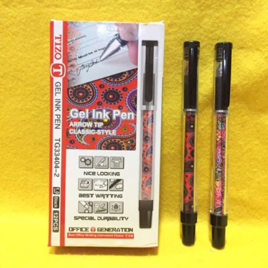 

[YOBANA] TIZO GEL INK PEN PULPEN CAIR 1.0 MM BATIK 12 PCS TG33404-2